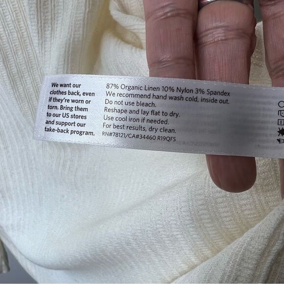 Eileen Fisher Soft White Organic Linen Textured Stretch Long Cardigan L Relaxed - Picture 8 of 9